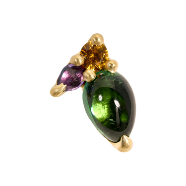 Green & Orange Scarab Stud Earring - 11973